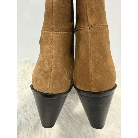 ZARA Women Square Toe Topstitched Split Suede Ankle Boots Brown US 9 EUR 40 - Picture 12 of 14
